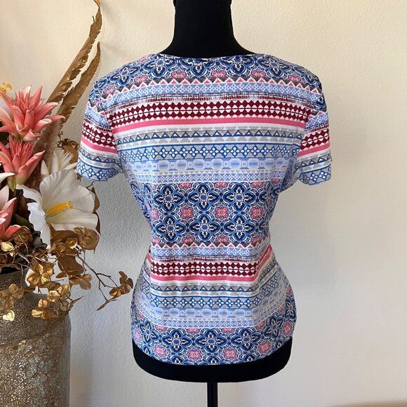 Pink & Blue Geometric Paisley Classic Cotton BabyTee M - Picture 2 of 6